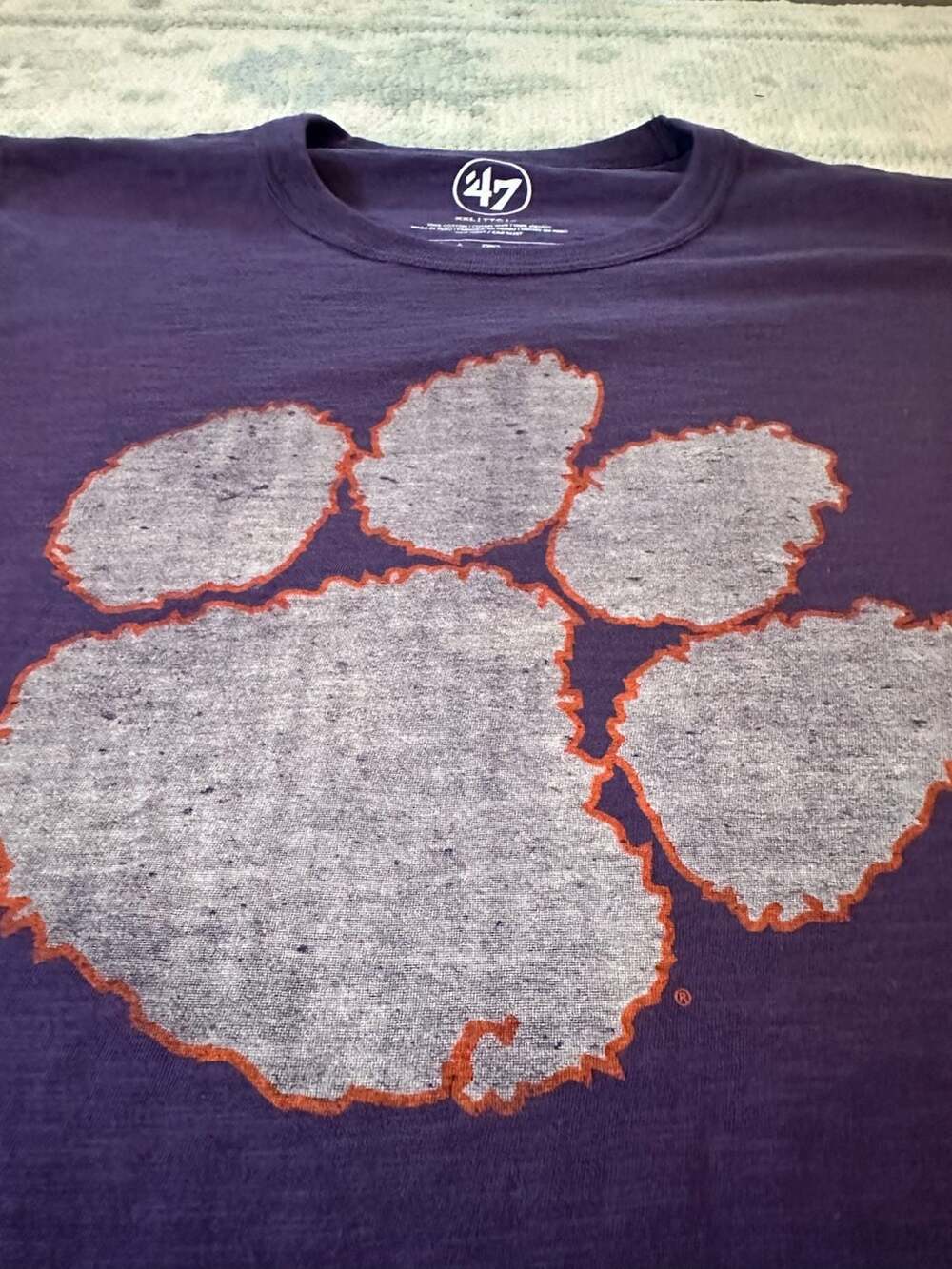 NWT Clemson Tigers 47 Brand XXL ($46) Grit Scrum T-Shirt in Purple - Picture 3 of 7